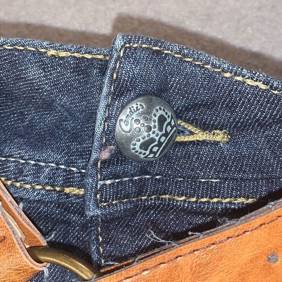 Vintage Y2K Candies Belted Denim Midi Trumpet Flare Skirt Size 5 - Picture 6 of 10